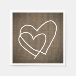 Burlap Hearts Rustic Country Wedding Servet