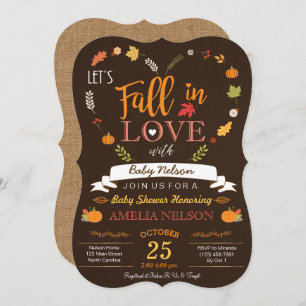 Burlap Herfst in Love Pumpkin Baby shower Invitati Kaart