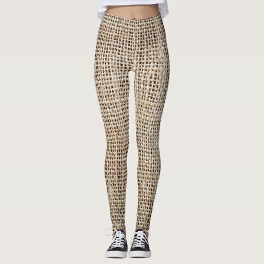 Burlap Hessiaanse achtergrond textuur Leggings (Voorkant)