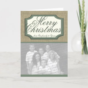 Burlap Holiday Foto Groeten Feestdagen Kaart