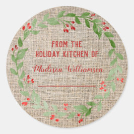 Burlap Holiday Kitchen Canning | Homemade Jam Ronde Sticker