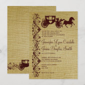 Burlap Horse and Carriage Wedding Invitations Kaart (Voorkant / Achterkant)