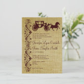 Burlap Horse and Carriage Wedding Invitations Kaart (Staand voorkant)