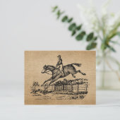 Burlap  Horse Jumping Briefkaart (Staand voorkant)