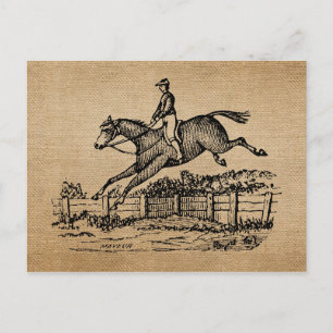 Burlap Horse Jumping Briefkaart