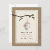 Burlap Inspired Can of Daisies slaat de datum op Aankondigingskaart (Voorkant / Achterkant)