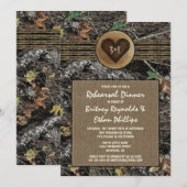 Burlap + Jacht Camo repetitie diner uitnodigingen (Voorkant / Achterkant)