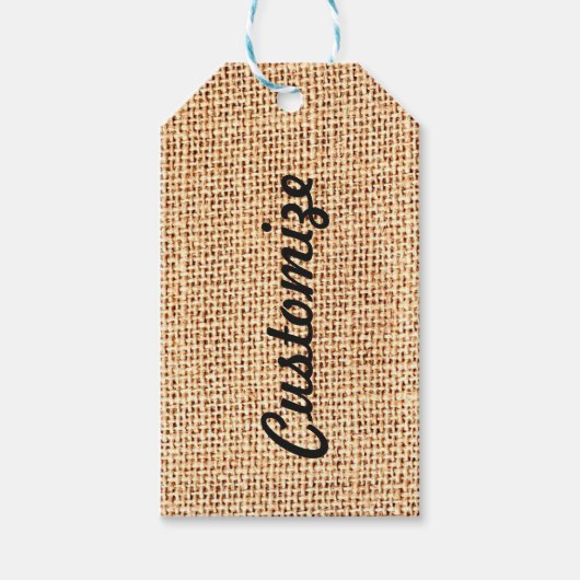 Burlap Jute Gepersonaliseerd Gift Label Cadeaulabel (Voorkant)
