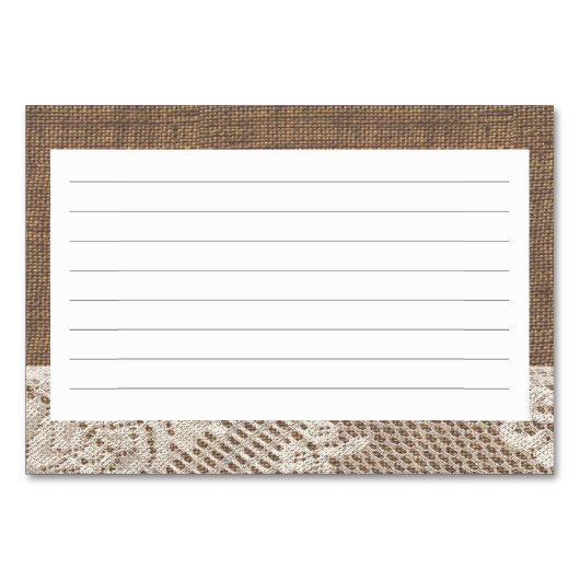 Burlap Kant en Touw Recept Kaarten (Achterkant)