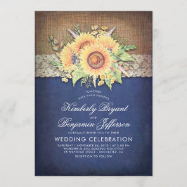 Burlap kant en zonnebloem marine rustieke herfst b kaart