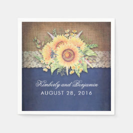 Burlap kant en zonnebloem marine rustieke herfst b servet