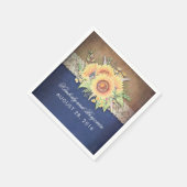 Burlap kant en zonnebloem marine rustieke herfst b servet (Hoek)