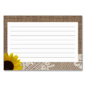 Burlap Kant en Zonnebloem Recept Kaarten (Achterkant)