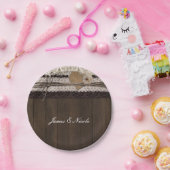 Burlap Kant & Hout Rustiek Romantische bruiloft Bo Papieren Bordje (Feest)