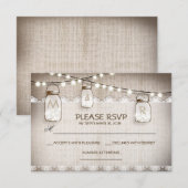 burlap kant lichten & metselaar pot bruiloft RSVP  Kaartje (Voorkant / Achterkant)