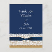burlap kant, rustige bruiloft Dank je Briefkaart (Voorkant)