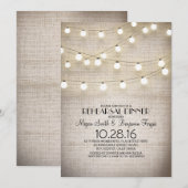 Burlap kant string lichten rustieke repetitie dine kaart (Voorkant / Achterkant)