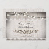 Burlap Kant String Lights Rustieke bruiloft uitnod Kaart (Voorkant / Achterkant)