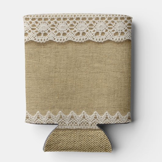 Burlap, kantstof textuur. blikjeskoeler (Achterkant)