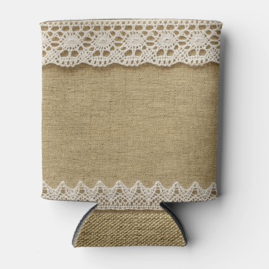 Burlap, kantstof textuur. blikjeskoeler (Voorkant)