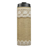 Burlap, kantstof textuur. thermosbeker (Voorkant)