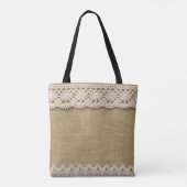 Burlap, kantstof textuur. tote bag (Achterkant)