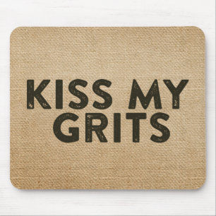 Burlap Kiss My Grits Muismat