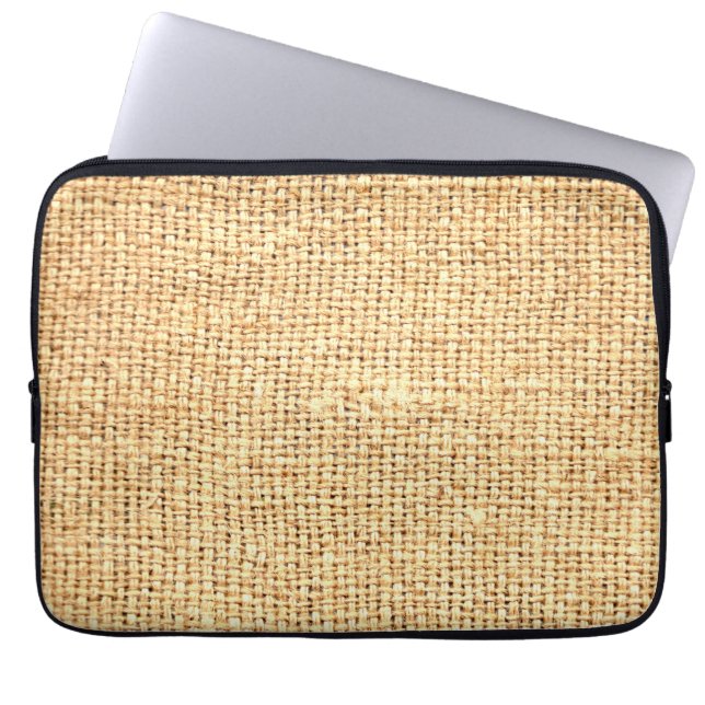 Burlap koffie zak laptop sleeve (Voorkant)