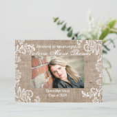 Burlap & Lace - Aankondiging van Afstuderen (Staand voorkant)