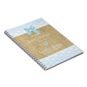 Burlap Lace Afbeelding Blue Bow Baby shower Guest  Notitieboek (Rechterzijde)