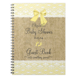 Burlap, Lace Afbeelding Yellow Bow Shower Guest Bo Notitieboek