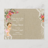 Burlap Lace Baby shower Save the Date Briefkaarten (Achterkant)