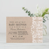 Burlap &  Lace Baby shower uitnodiging (Staand voorkant)