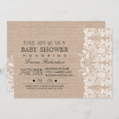 Burlap &  Lace Baby shower uitnodiging (Voorkant / Achterkant)