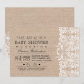 Burlap &  Lace Baby shower uitnodiging (Voorkant / Achterkant)