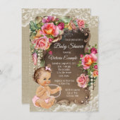 Burlap Lace Baby Shower Uitnodigingen (Voorkant / Achterkant)