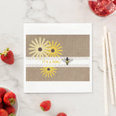 Burlap + Lace Bee Girl Baby shower servetten (Insitu)