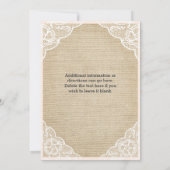 Burlap Lace & Blue Bow Baby shower Uitnodiging (Achterkant)