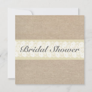Burlap & Lace Bridal Shower Invitation Kaart