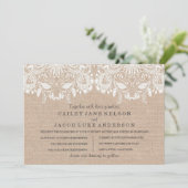 Burlap & Lace bruiloft uitnodiging (Staand voorkant)