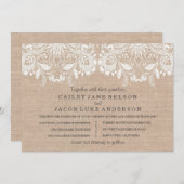 Burlap & Lace bruiloft uitnodiging (Voorkant / Achterkant)