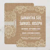 Burlap & Lace bruiloft uitnodiging (Voorkant / Achterkant)
