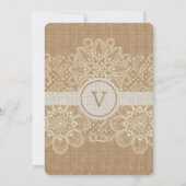 Burlap & Lace bruiloft uitnodiging (Achterkant)