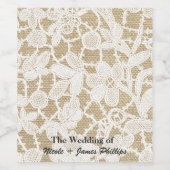 Burlap & Lace Country Rustieke Romance Wijnlabels Wijn Etiket (Enkel label)