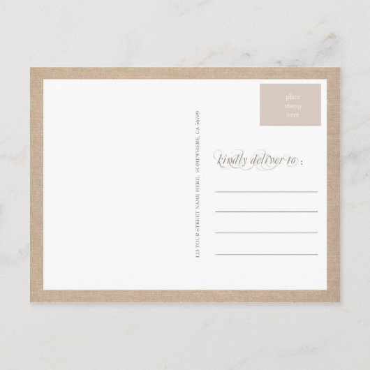 Burlap Lace Doily Save the Date Briefkaart (Achterkant)