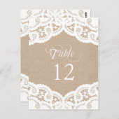 Burlap Lace Doily Trouwtafel Nummer Tafel Kaarten (Voorkant / Achterkant)