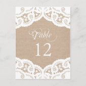 Burlap Lace Doily Trouwtafel Nummer Tafel Kaarten (Voorkant)
