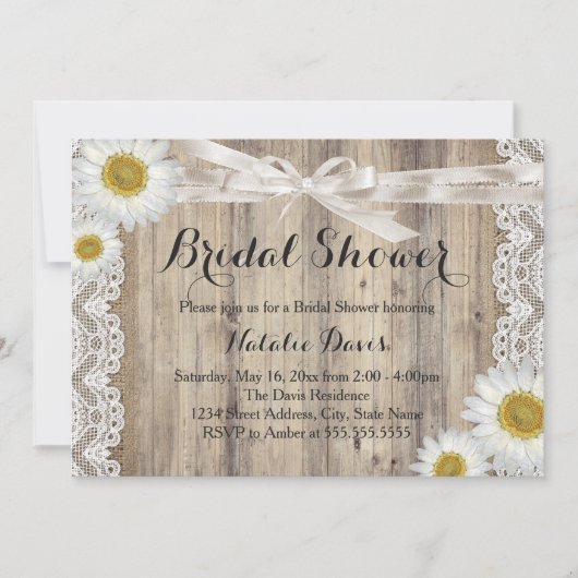  Burlap Lace en Daisy Vrijgezellenfeest uitnodigen Kaart (Voorkant)