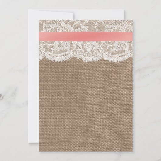 Burlap, Lace en Pink Bow Moederdag Brunch Kaart (Achterkant)