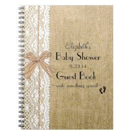 Burlap Lace en Raffia Afbeelding Rustic Guest Book Notitieboek